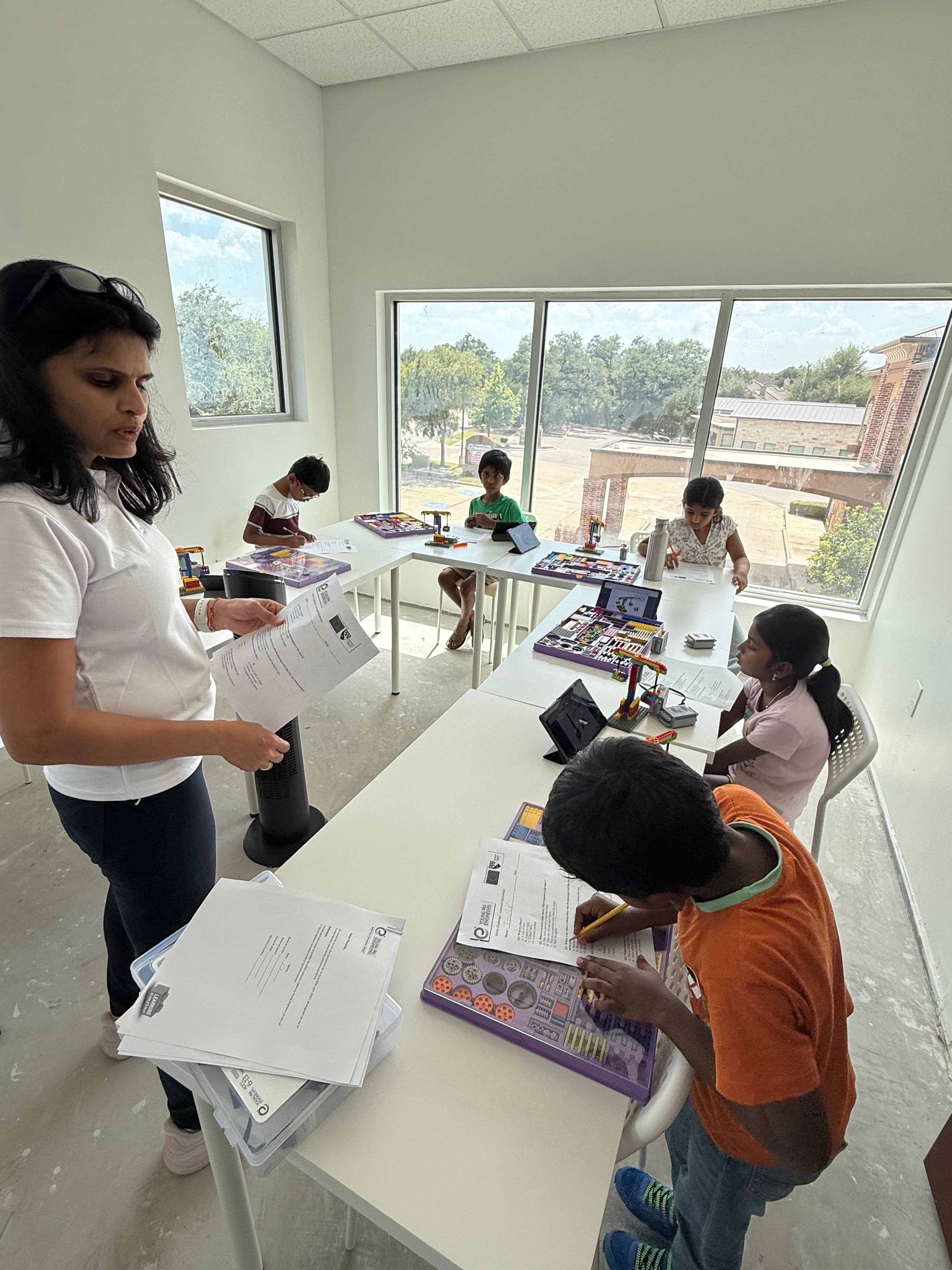 Students building at a Young Engineers class