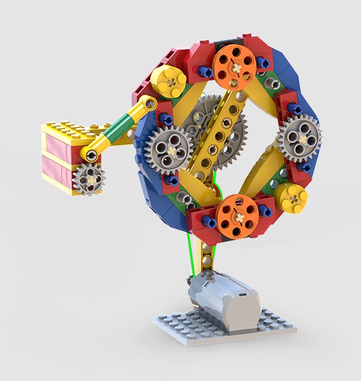 A colorful motorized carousel model